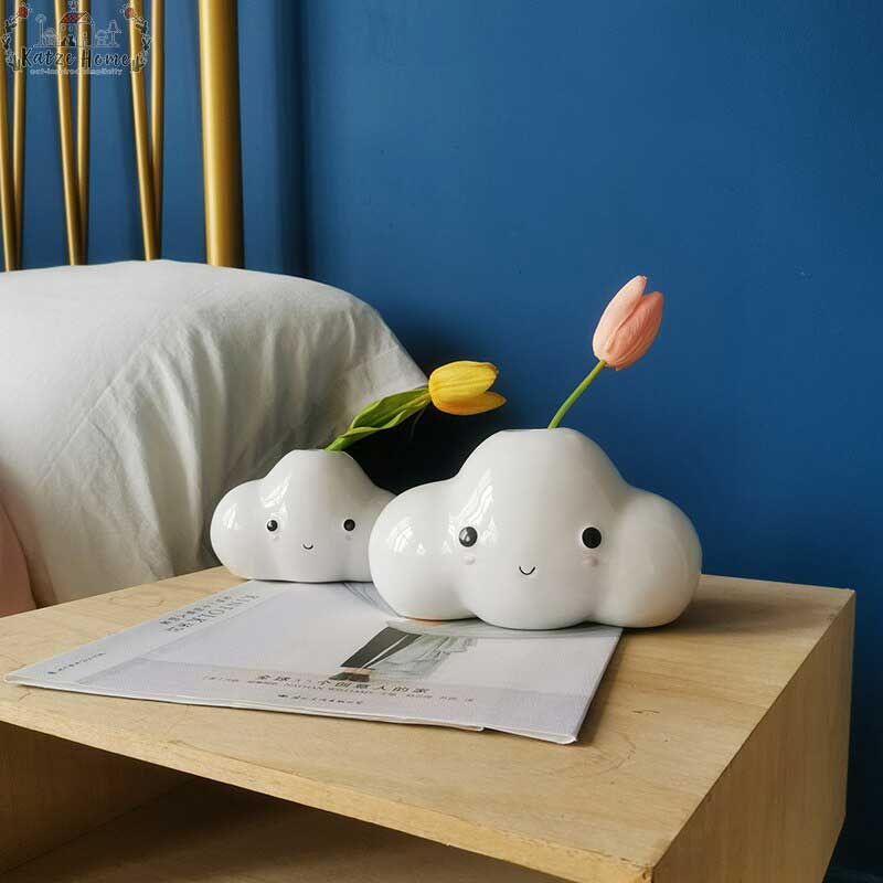 Minimalist Cute White Ceramic Cloud Vase