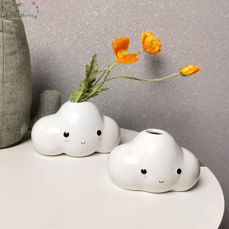 Minimalist Cute White Ceramic Cloud Vase