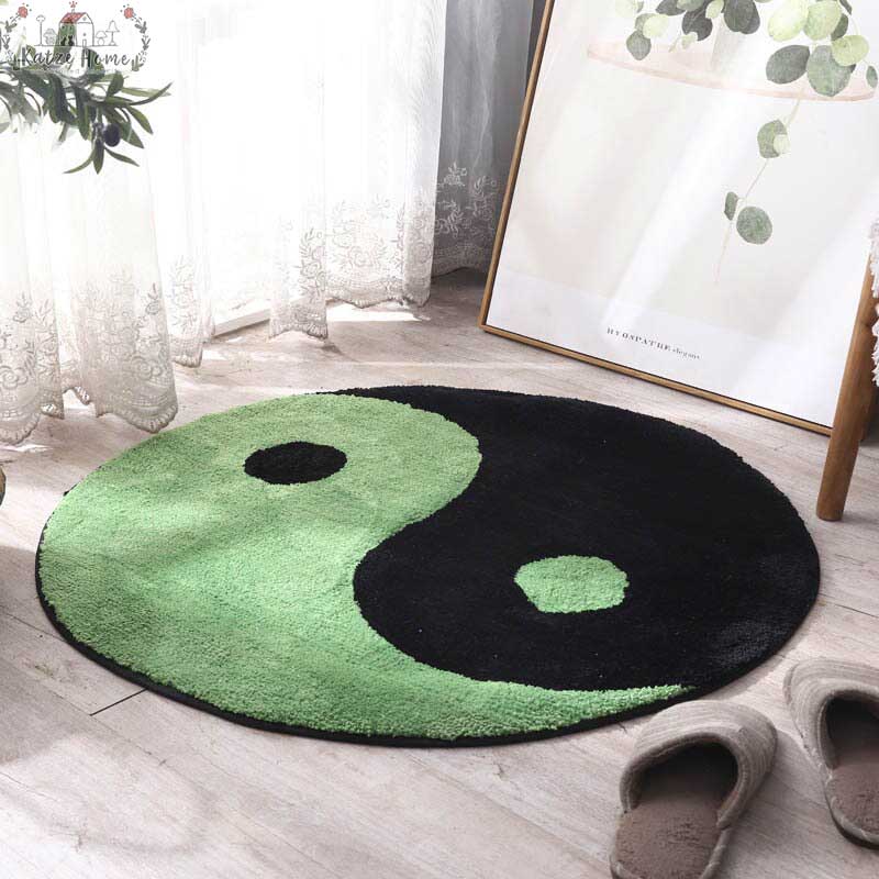 Minimalist Fluffy Yin and Yang Meditation Rug