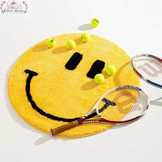 Minimalist Yellow Soft Smiley Face Rug