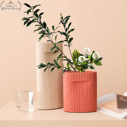 Morandi Ceramic Ripple Flower Vase