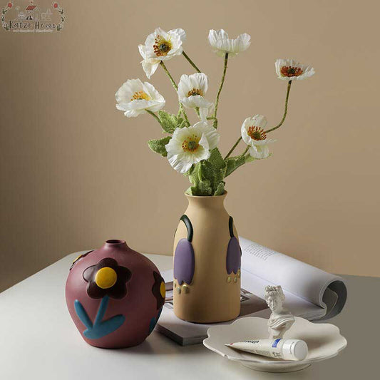 Morandi Handpainted Floral Ceramic Vase