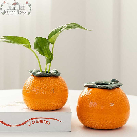 Retro Ceramic Orange Fruit Vase
