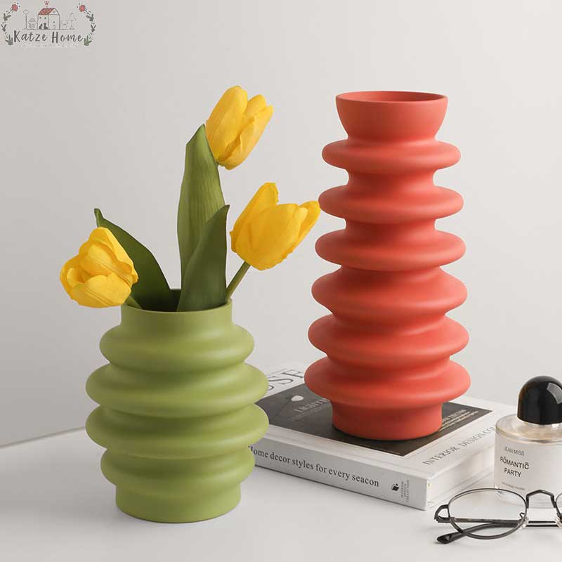 Retro Colorful Ceramic Donut Vase