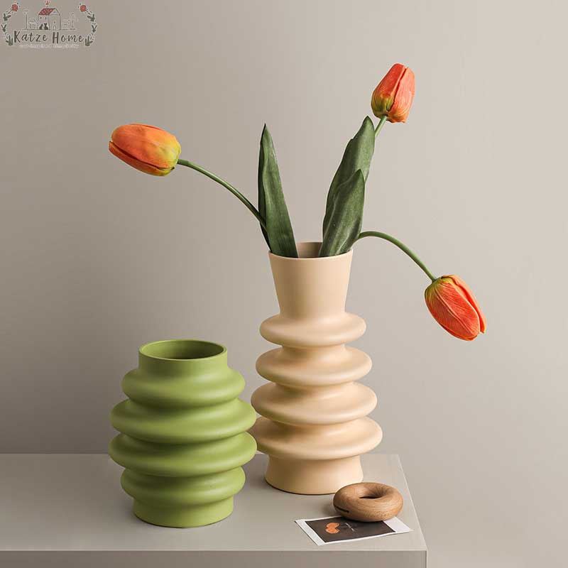 Retro Colorful Ceramic Donut Vase