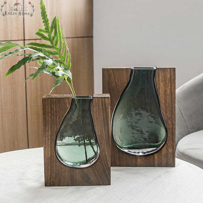 Rustic Wood Glass Ocean Vase