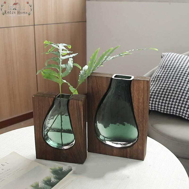 Rustic Wood Glass Ocean Vase