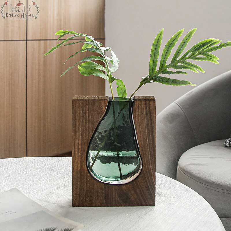 Rustic Wood Glass Ocean Vase