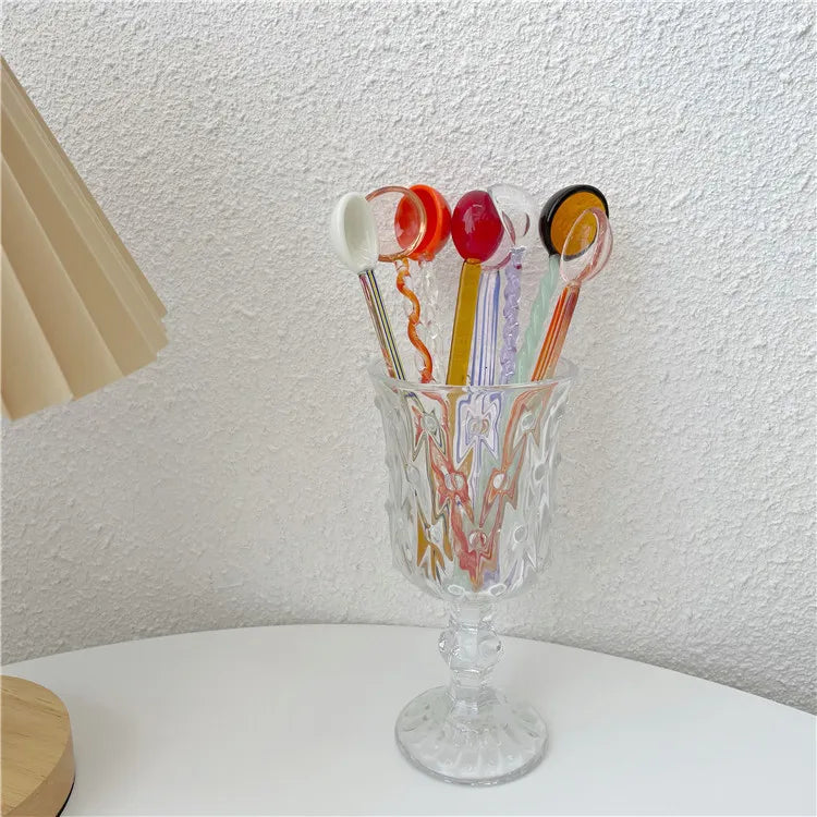 Sweet Candy Spiral Glass Spoon