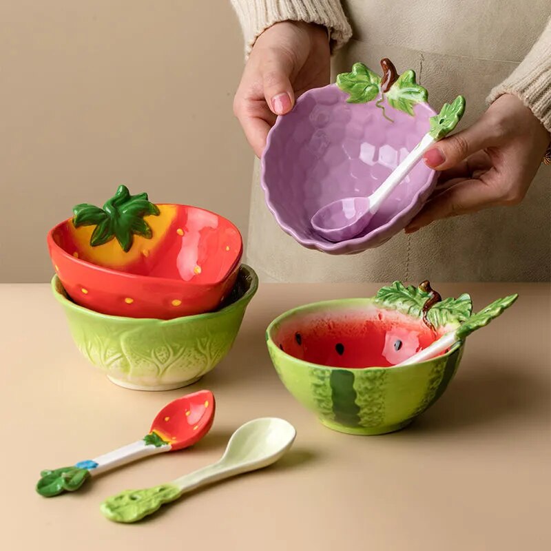 Watermelon Grape Strawberry Ceramic Bowl