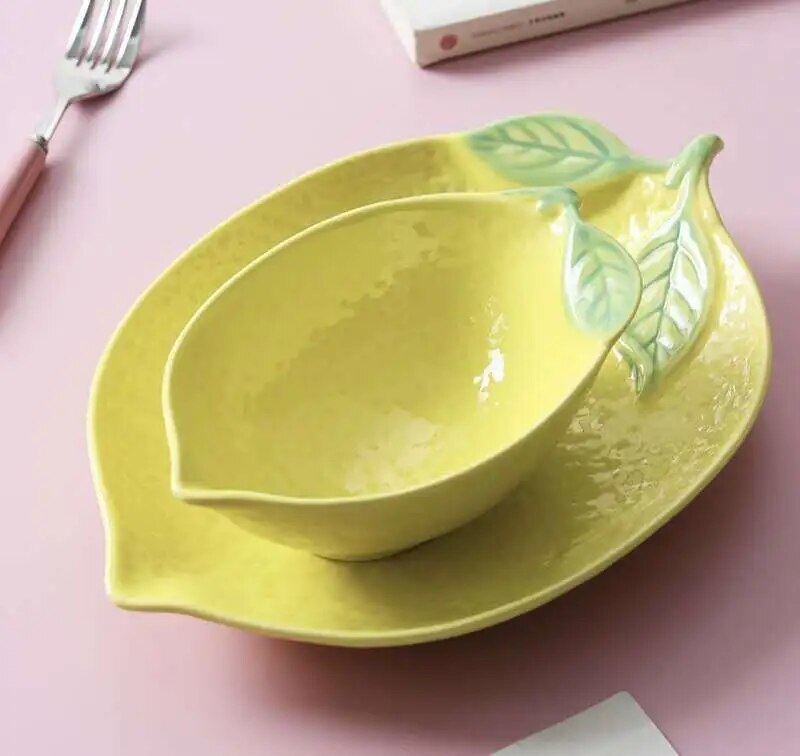 Lemon Shaped Ceramic Serving Plate