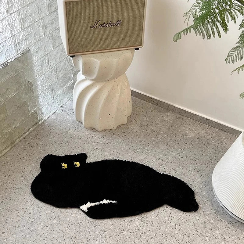 Tufting Black Cat Rug Animal Rug Aesthetic