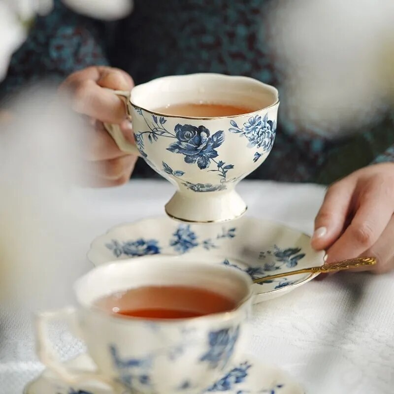 Retro European Floral Tea Cup Set