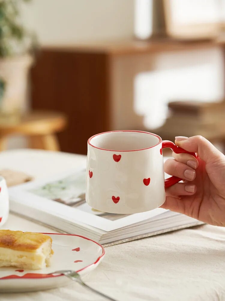 Cottagecore Red Heart Ceramic Tea Sets