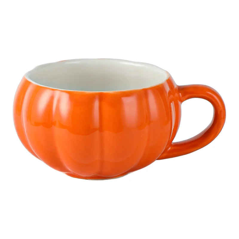 Pumpkin Mug Ceramic With Spoon Soup