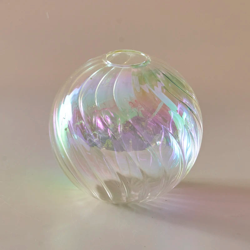 Iridescent Glass Ball Vases Flower Pot