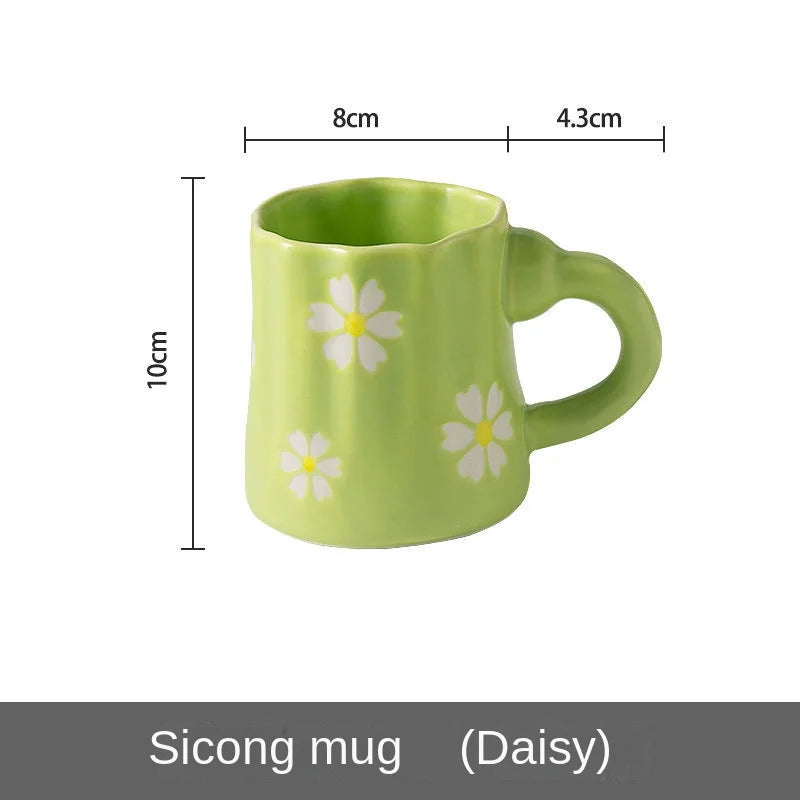 Cute Large Ceramic Flower Mug Minimalist