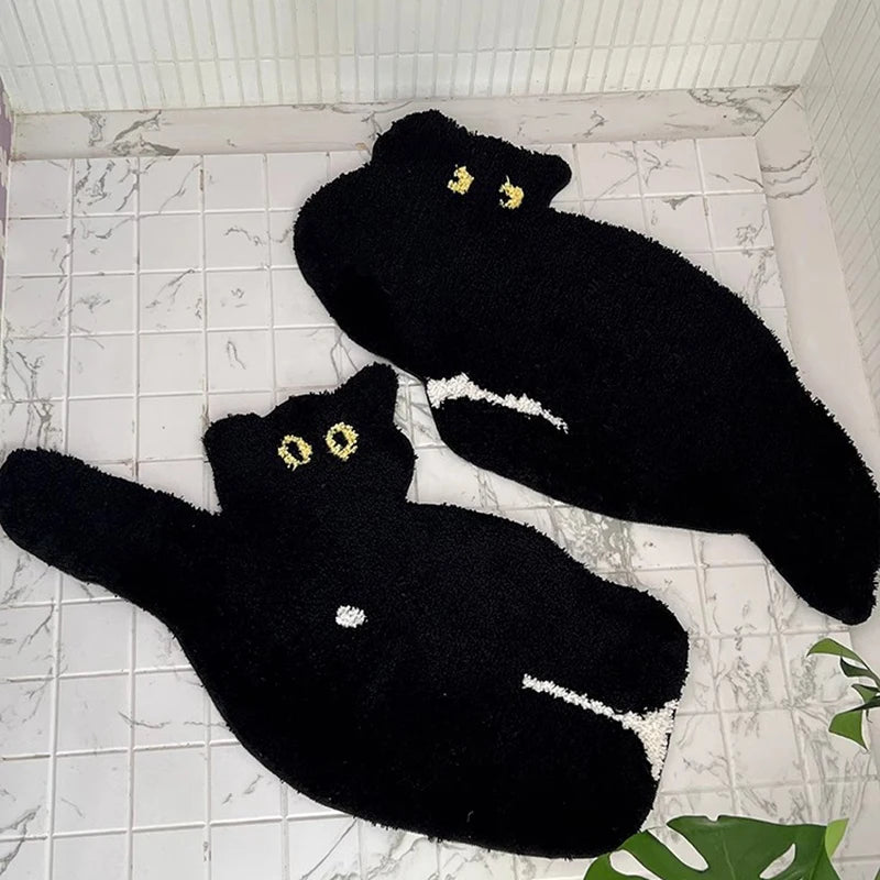 Tufting Black Cat Rug Animal Rug Aesthetic