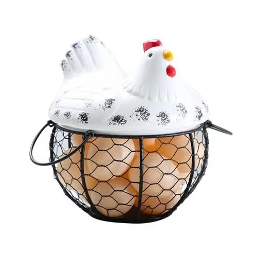 Funny Ceramic Hen Egg Storage Basket