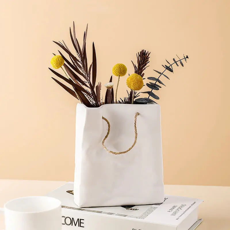 Bag Vase Shopping Bag Ceramic