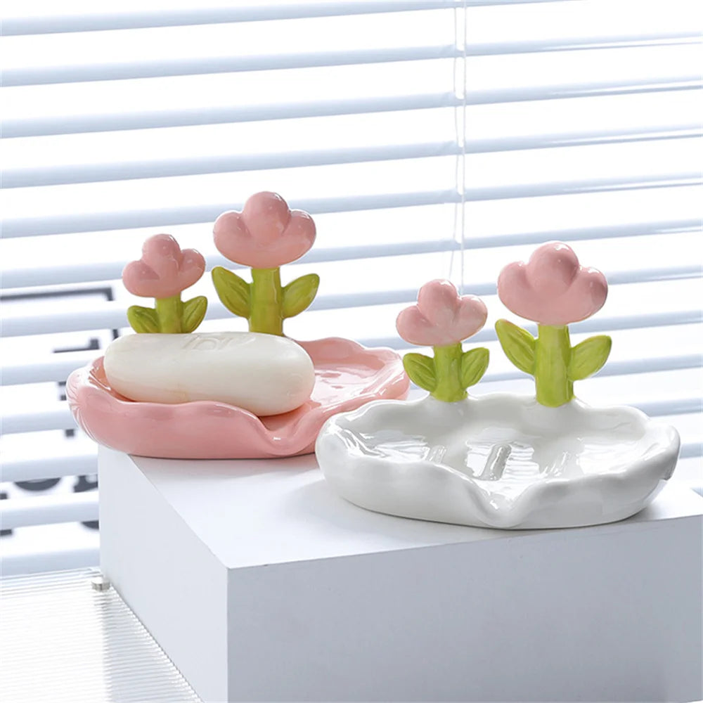 Cute Self Draining Flower Soap Dish