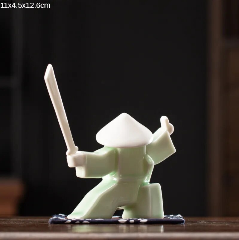 Japanese Ceramic Samurai Statue Incense Holder