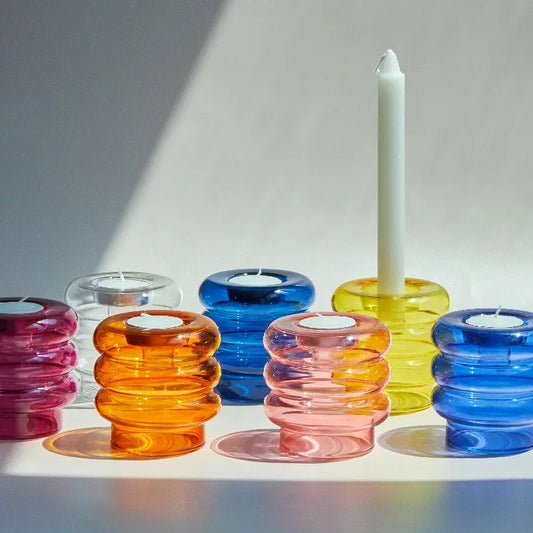 Nordic Versatile Coloured Glass Candle Holder Vase