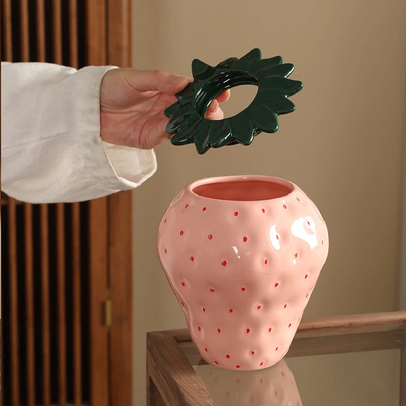 Strawberry Vase Ceramic Fruit Pots Nordic