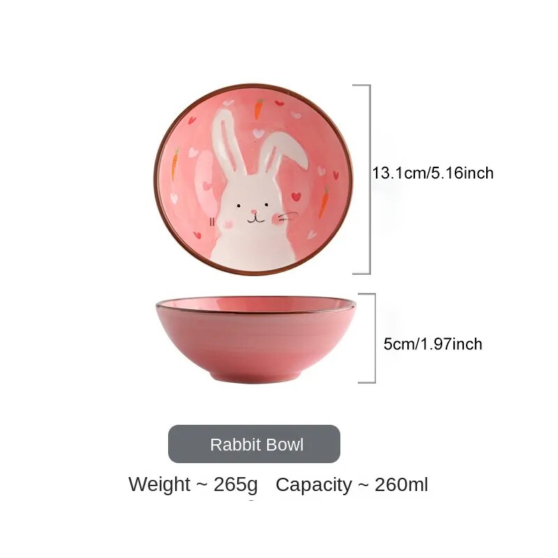 Rabbit Monkey Bear Deer Animal Ceramic Tableware