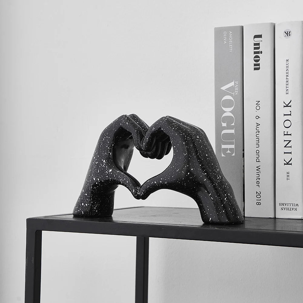 Nordic Heart Gesture Sculpture Resin Abstract Hand Love