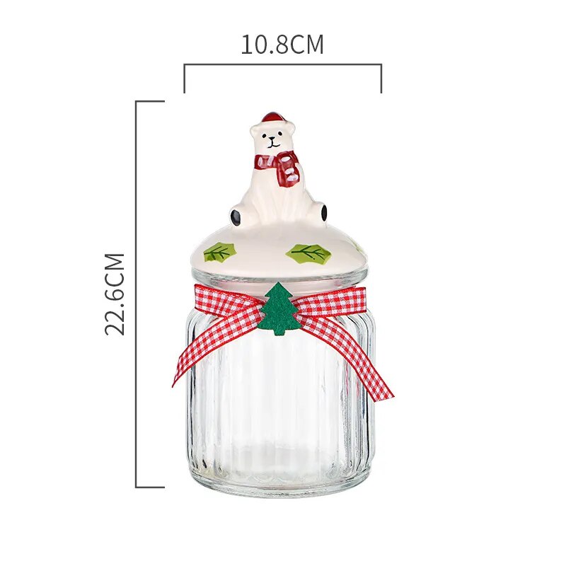 Christma Glass Candy Jars with Lids