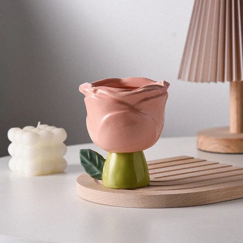 Pastel Ceramic Rose Mug