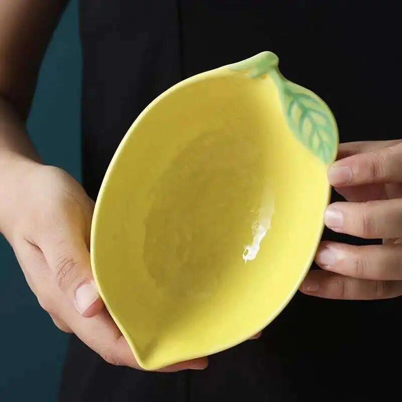 Lemon Shaped Ceramic Serving Plate