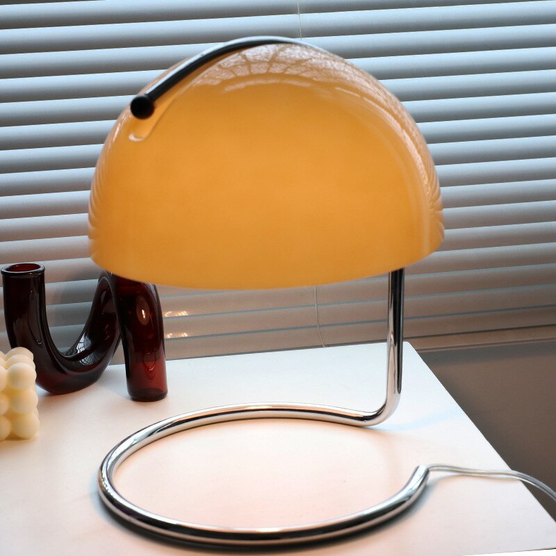 Retro Amber Glass Table Lamp