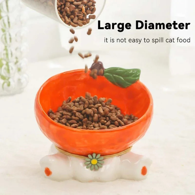 Fruit-Shaped Ceramic Cat Bowl