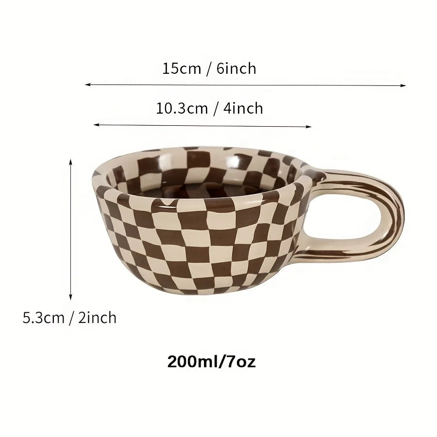 Brown Plaid Pattern Ceramic Mug 200ml