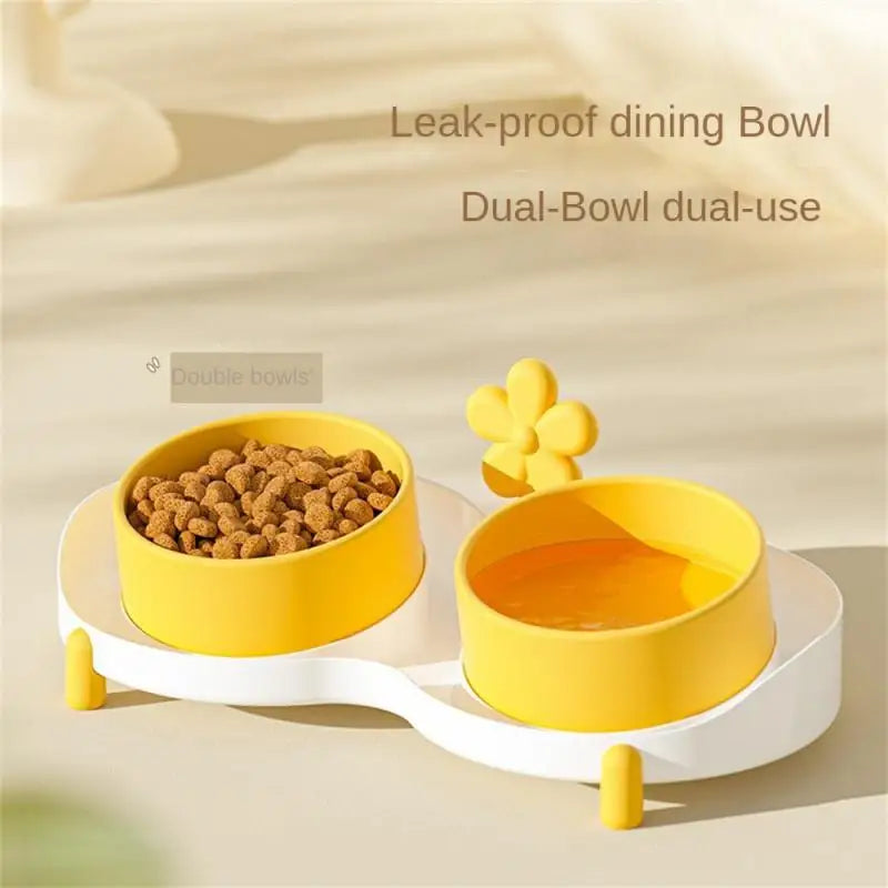 Double Pet Bowl Cat Food Basin