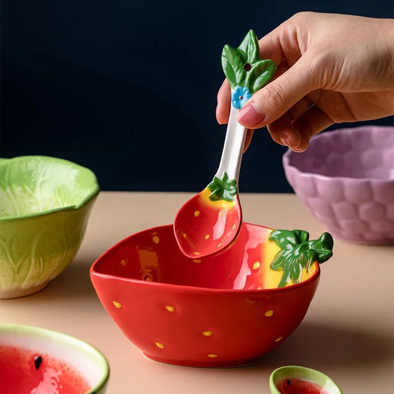 Watermelon Grape Strawberry Ceramic Bowl