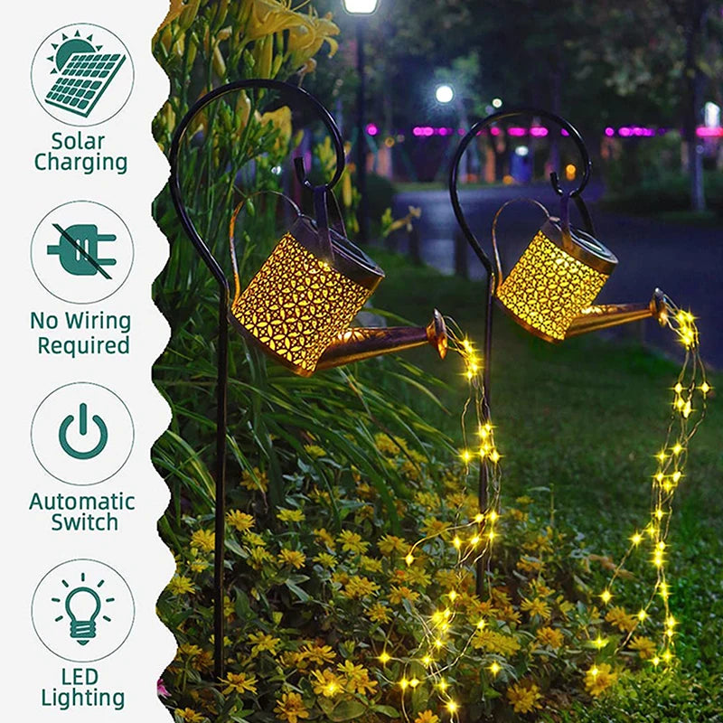 LED Solar Watering Can Garden