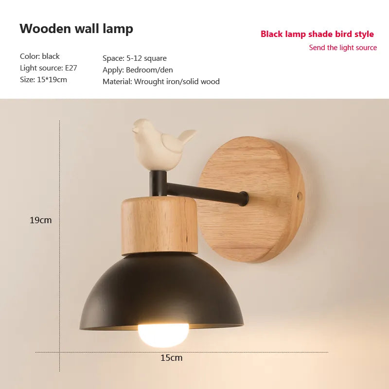 Nordic Wood Bird Wall Lamp