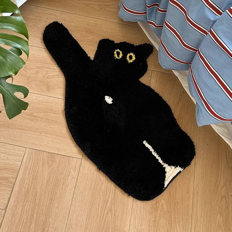 Tufting Black Cat Rug Animal Rug Aesthetic