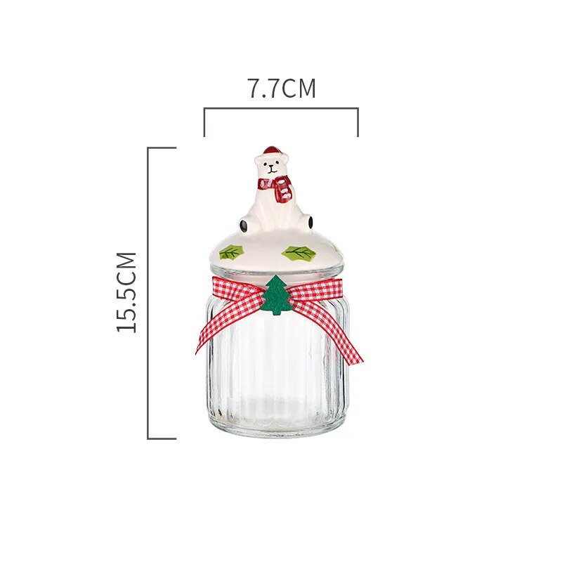 Christma Glass Candy Jars with Lids
