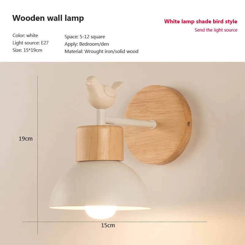 Nordic Wood Bird Wall Lamp