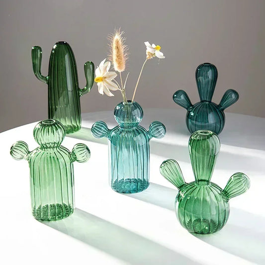 Minimalist Cactus Shaped Glass Vase