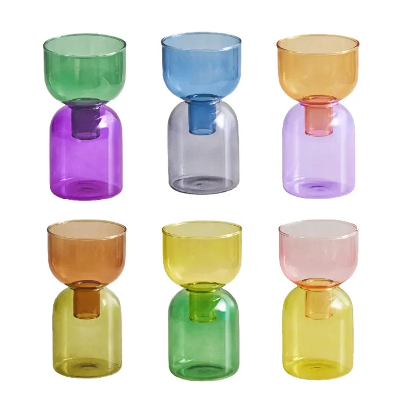 2pc Set Mini Glass Vases Nordic Vintage