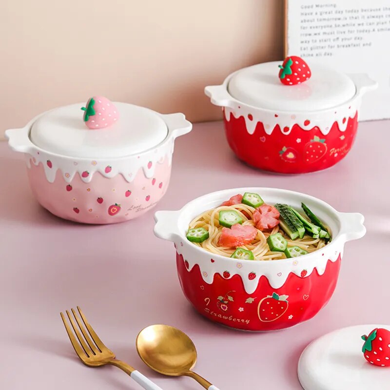 Strawberry Ceramic Ramen Bowl