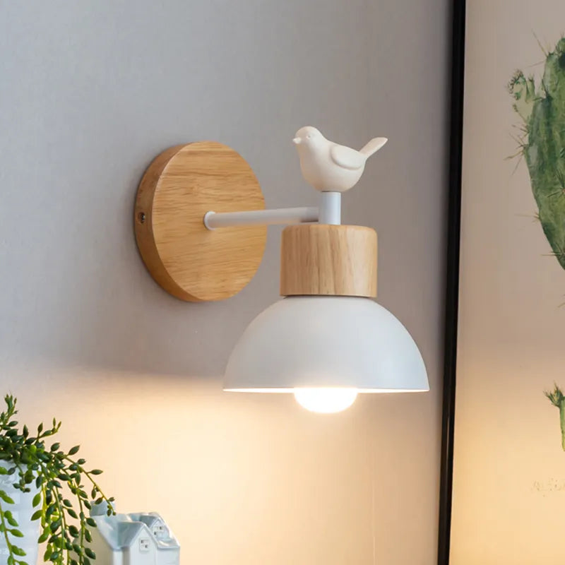 Nordic Wood Bird Wall Lamp