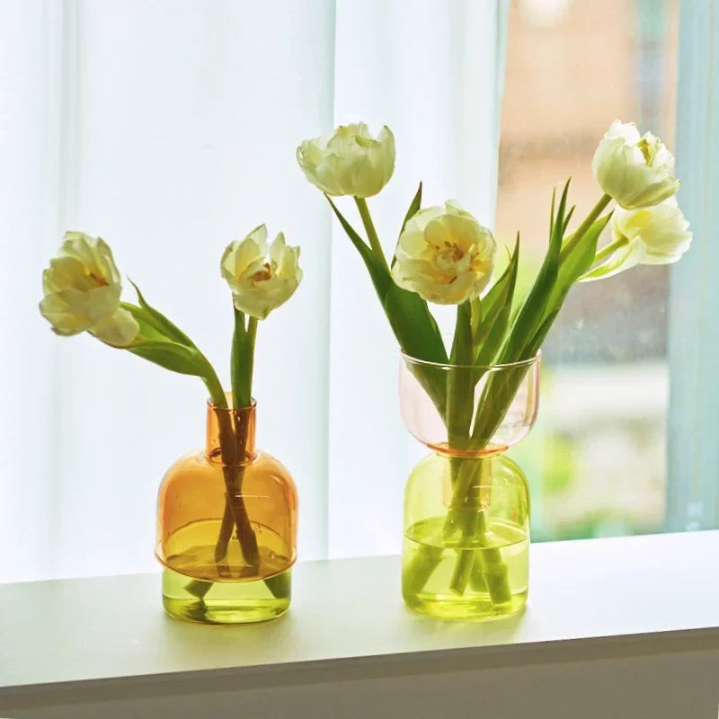 2pc Set Mini Glass Vases Nordic Vintage