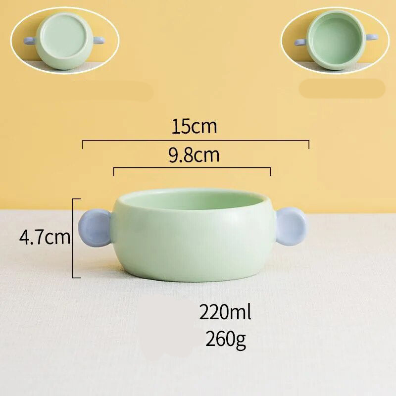 Pastel Ceramic Barbecue Plate with Double Ears