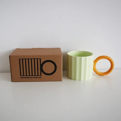 Cottagecore Ceramics Multi-color Handle Ripple Ceramic Mug